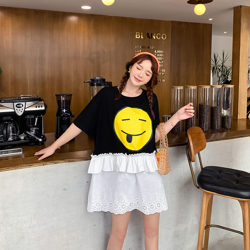 Summer loose Korean style splice slim T-shirt