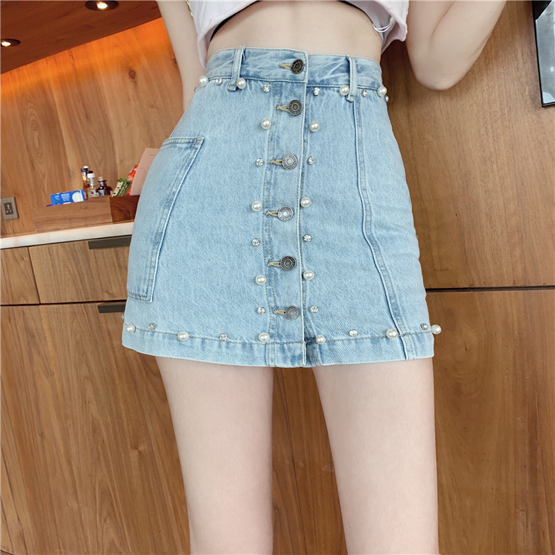Korean style beading skirt package hip denim skirt