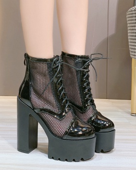 Mesh show high-heeled platform thick thick crust hollow shoes