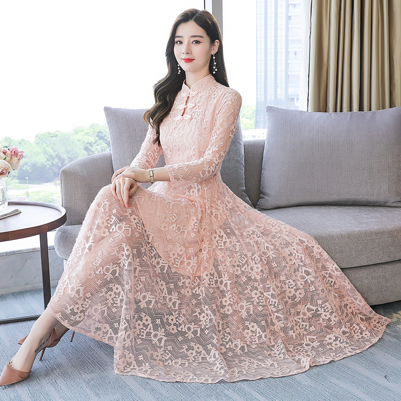 Long sleeve autumn dress noble cheongsam for women
