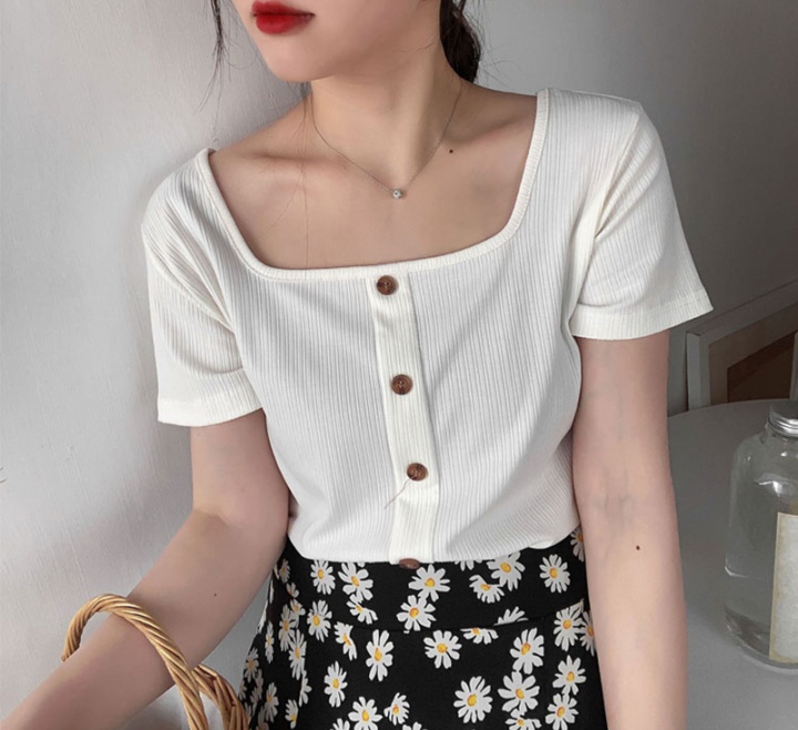 Summer short T-shirt Western style clavicle for women