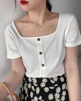 Summer short T-shirt Western style clavicle for women