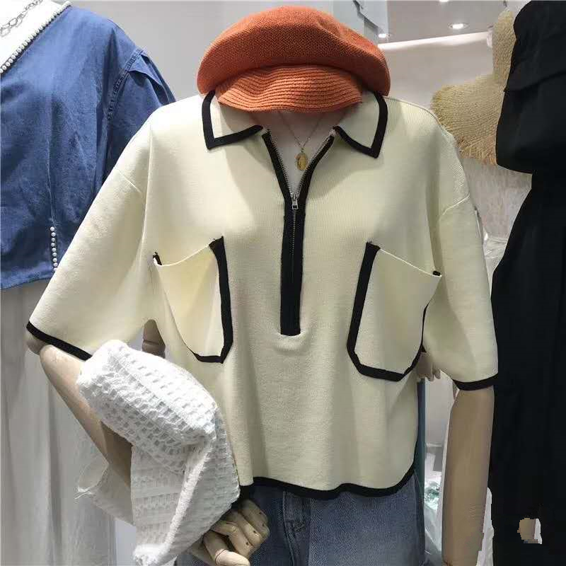 Summer retro tops temperament Western style sweater for women