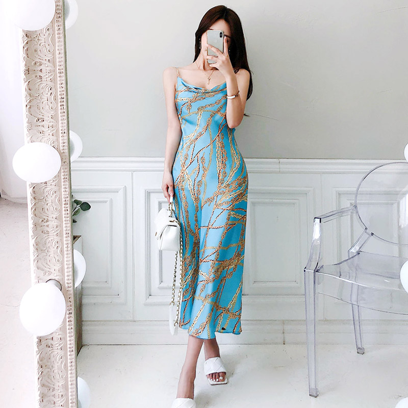 Slim Korean style long dress temperament sling dress