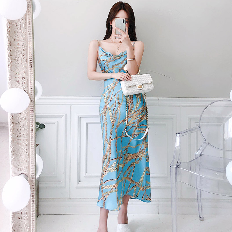 Slim Korean style long dress temperament sling dress