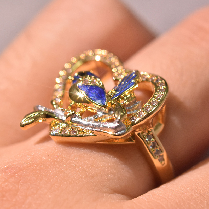 Bird gold creative European style ring