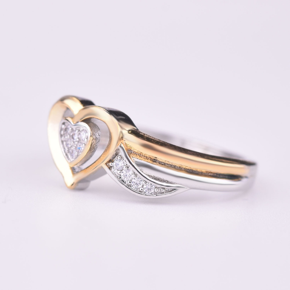Gold double color luxurious wedding fashion ring