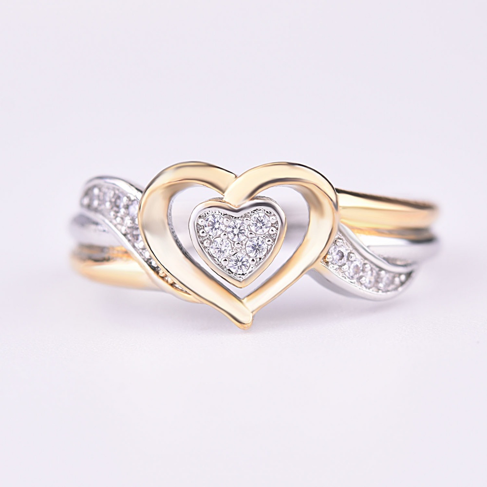 Gold double color luxurious wedding fashion ring