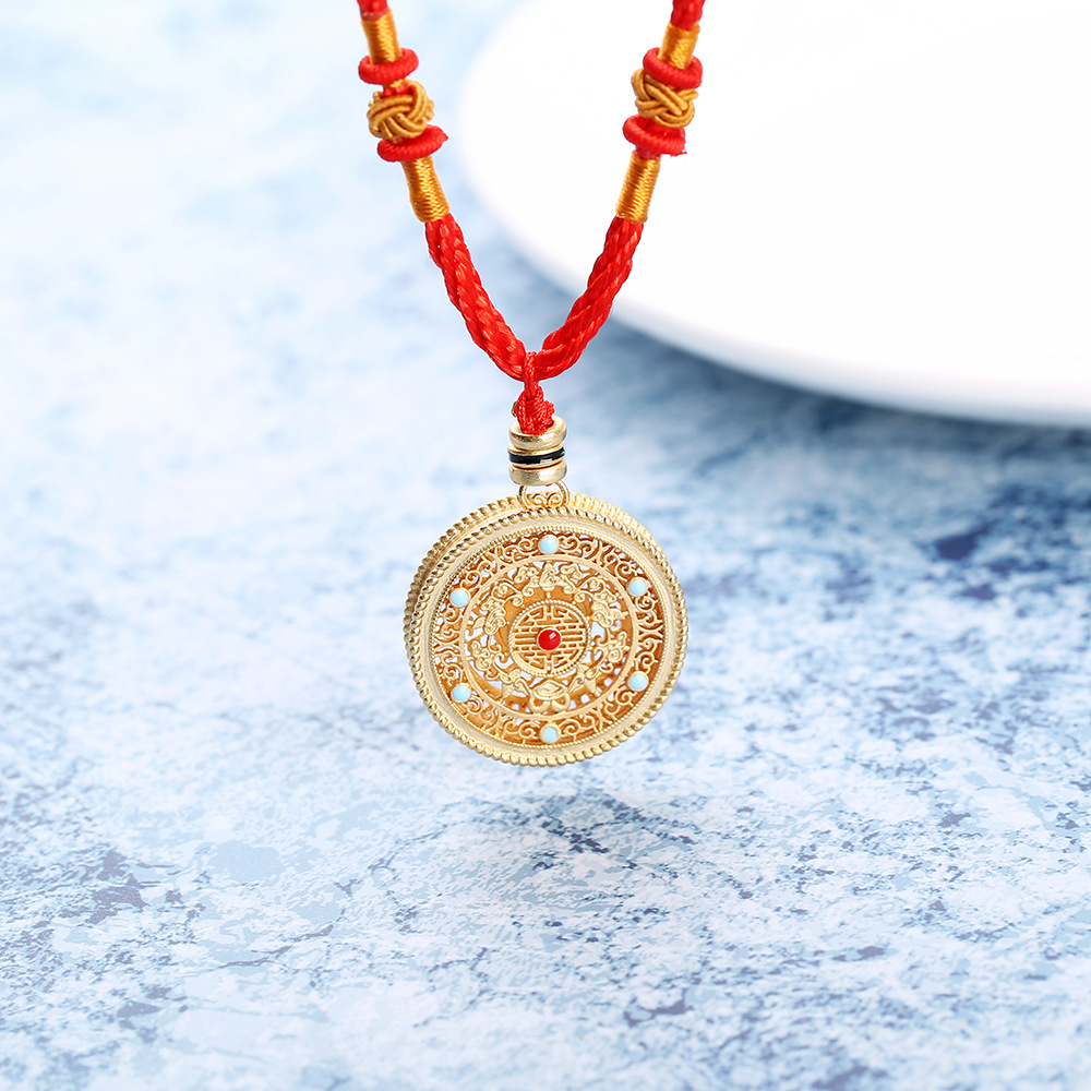 Round colors gold necklace mosaic pendant accessories