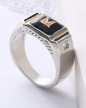 Domineering double color diamond simple ring for men