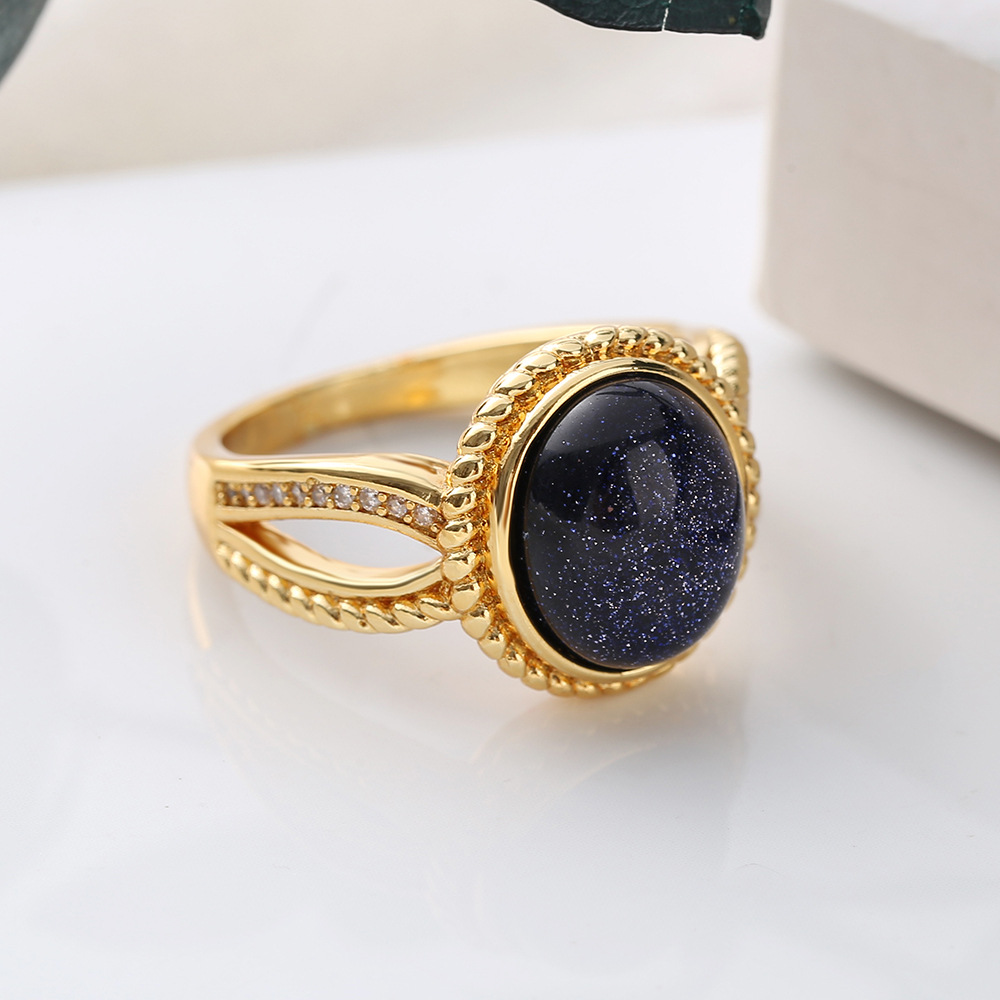 European style blue gold stars ring