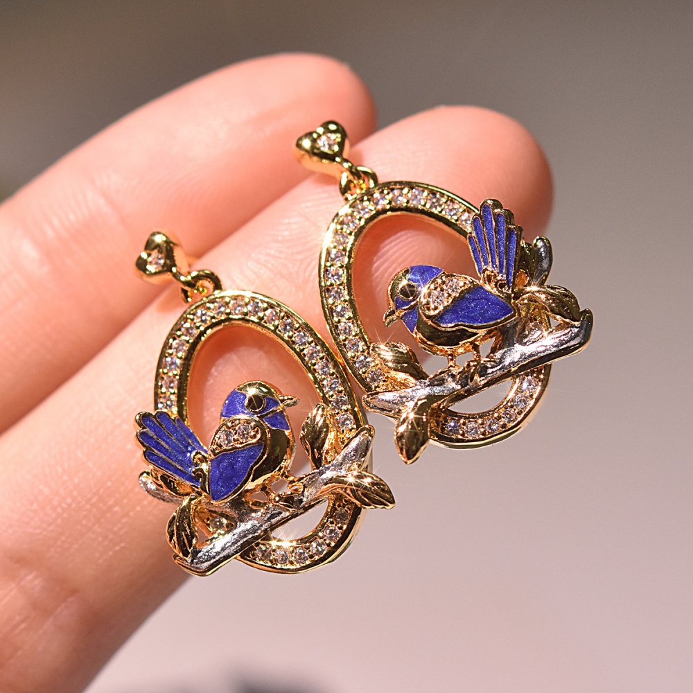 Creative ear-drop rhinestone stud earrings for women