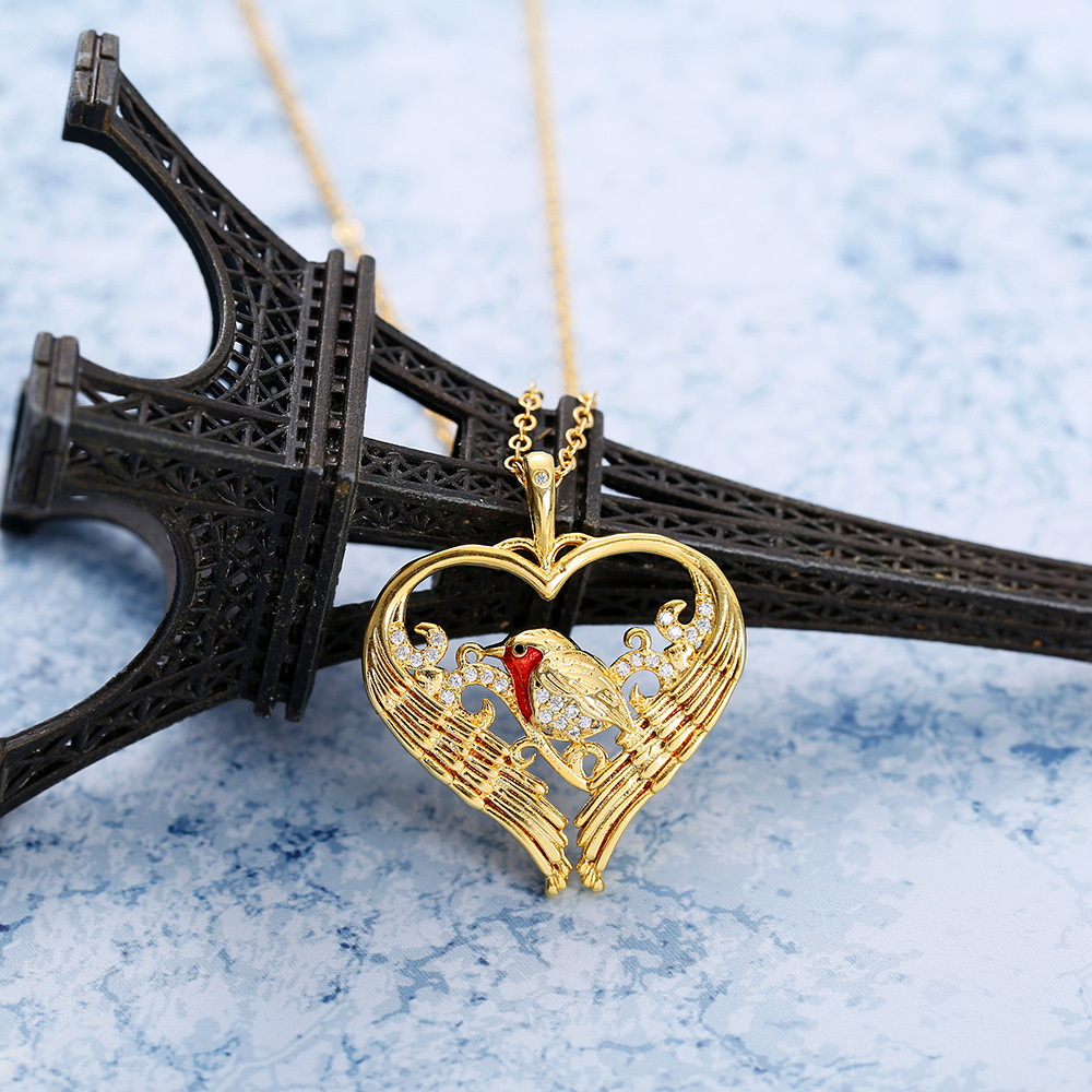 European style creative heart pendant gold necklace