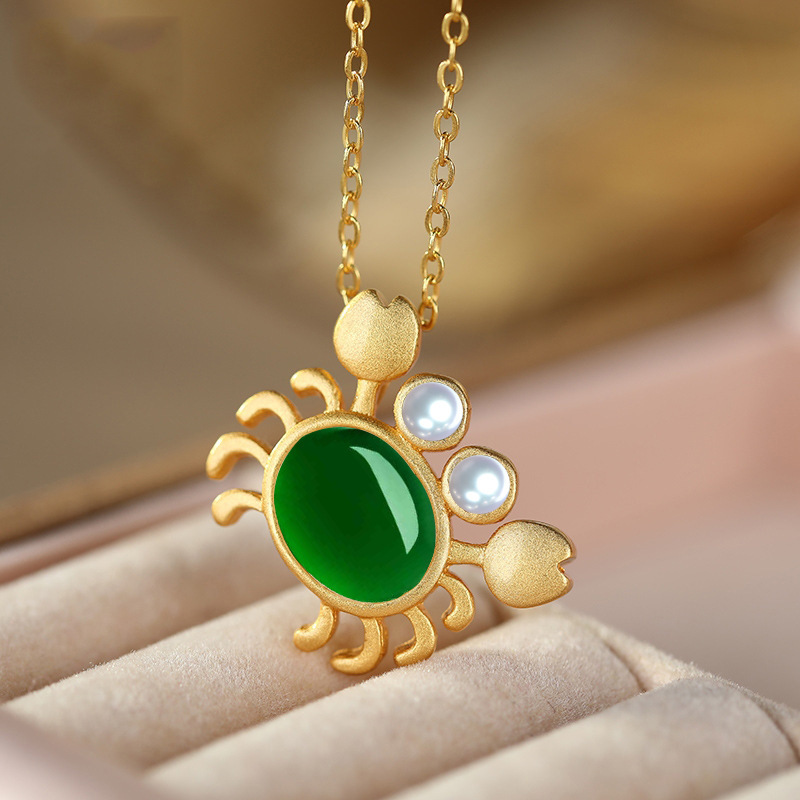 Pendant pearl white gold jade