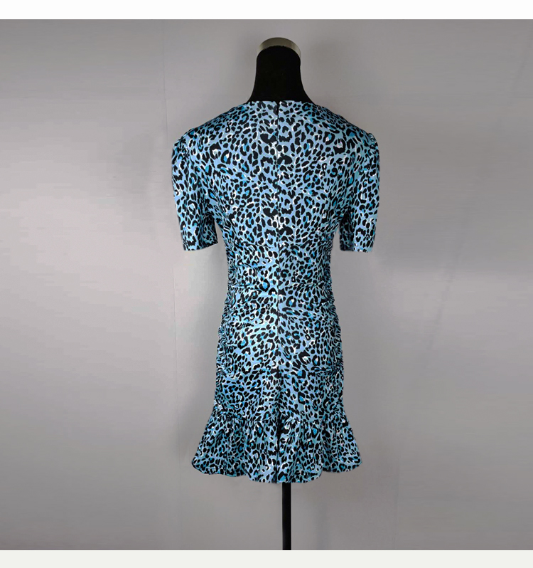 Slim mermaid blue summer leopard dress for women