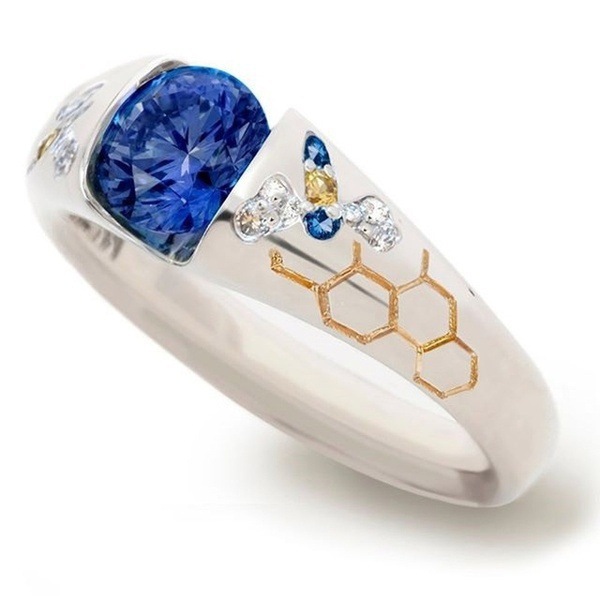 Blue gem ring European style creative accessories