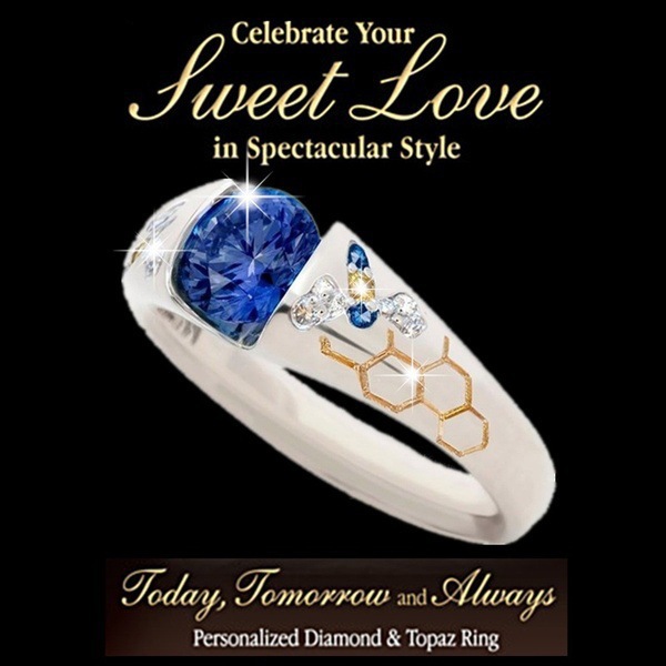 Blue gem ring European style creative accessories