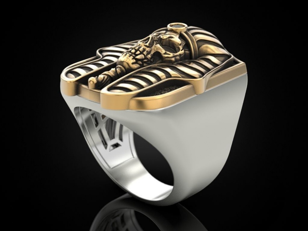 Gold double color exaggeration Punk style ring