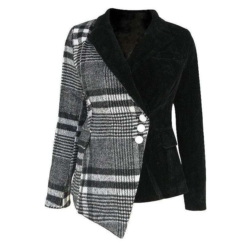 Plaid coat European style business suit for women