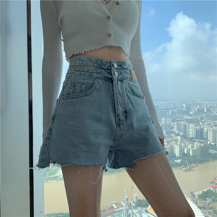 Hollow retro shorts personality summer jeans