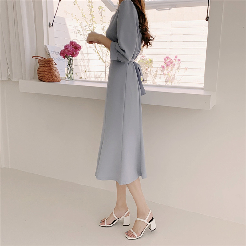 All-match elegant dress Korean style France style clavicle
