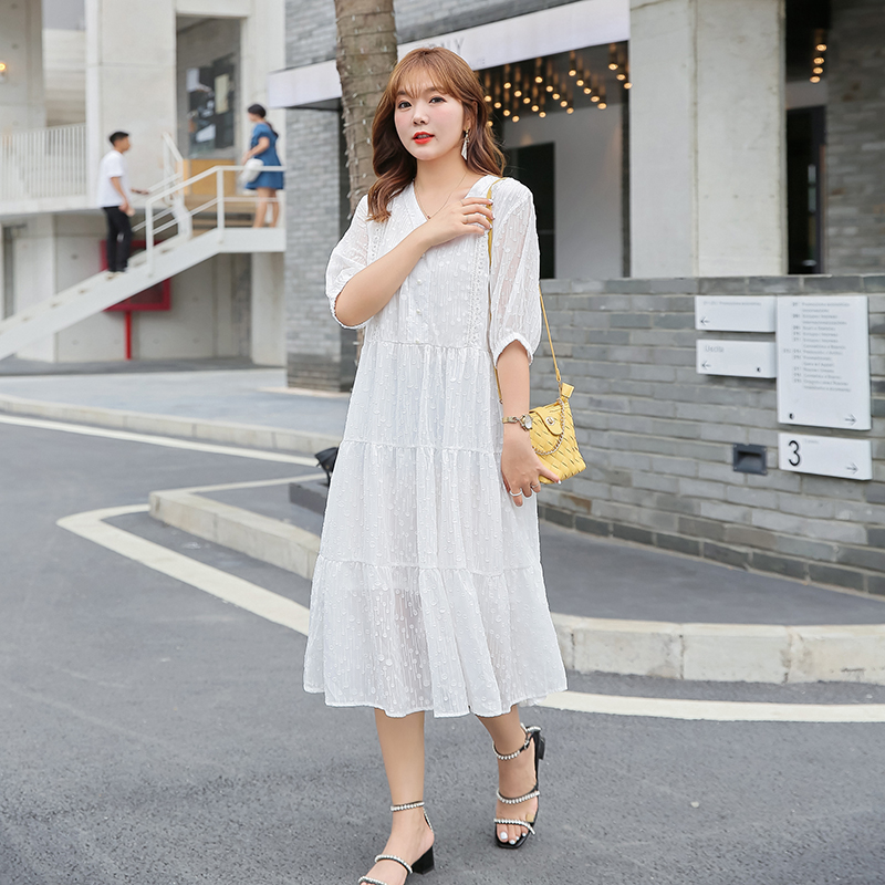 Court style Western style fat slim summer lady dress for women