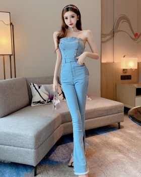 Double-breasted summer slim sexy wrapped chest jumpsuit