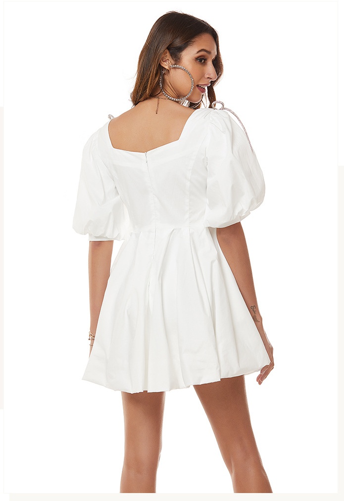 Summer puff sleeve France style butterfly dress for women