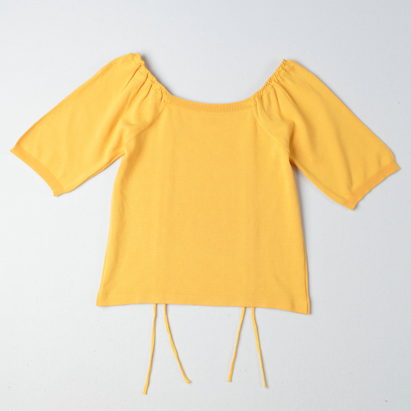 Drawstring short sleeve tops Korean style sweater