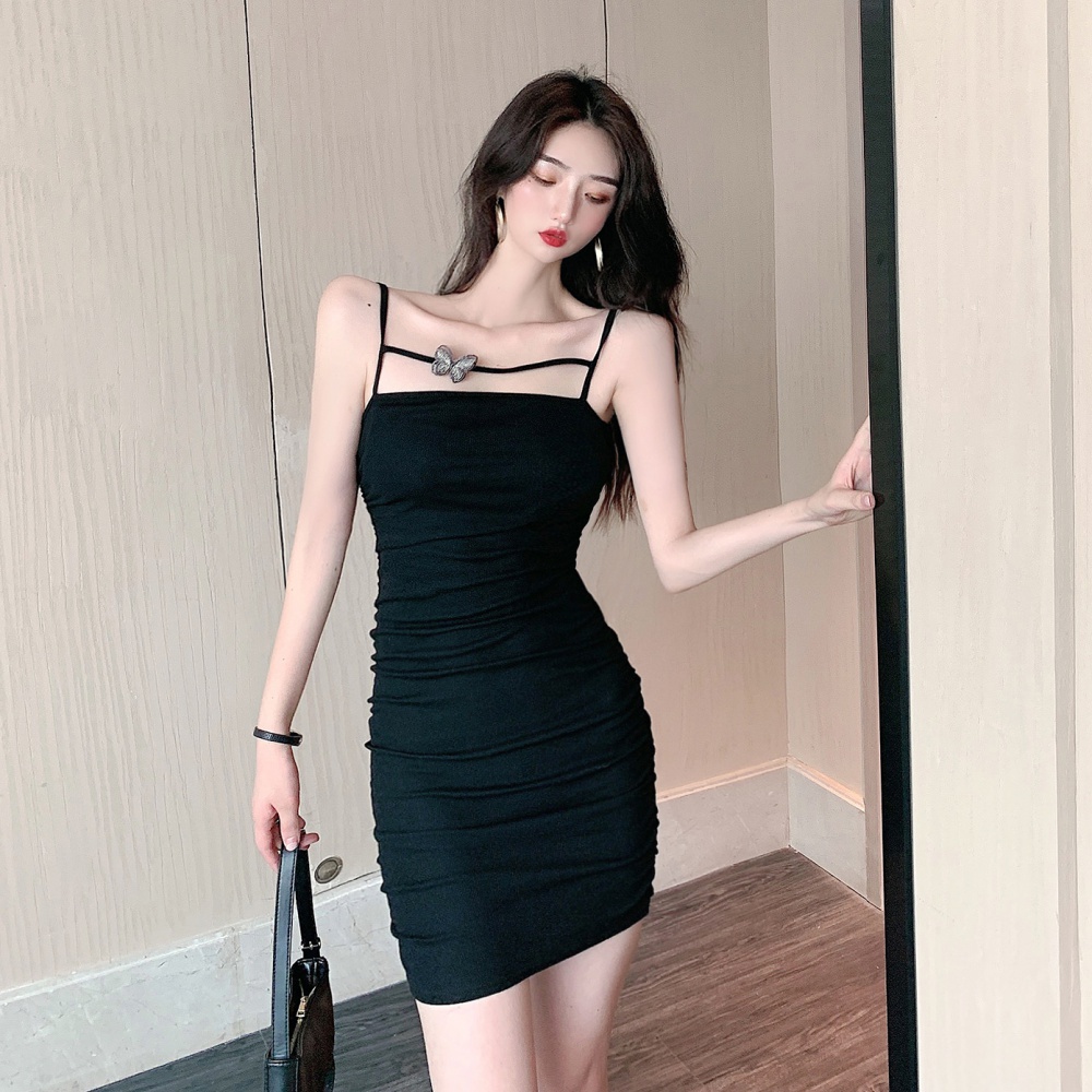 Fold sling package hip tight summer bottoming dress
