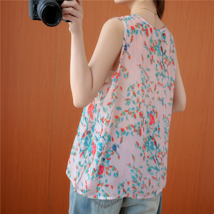 Fresh crinkling Casual T-shirt all-match colors vest