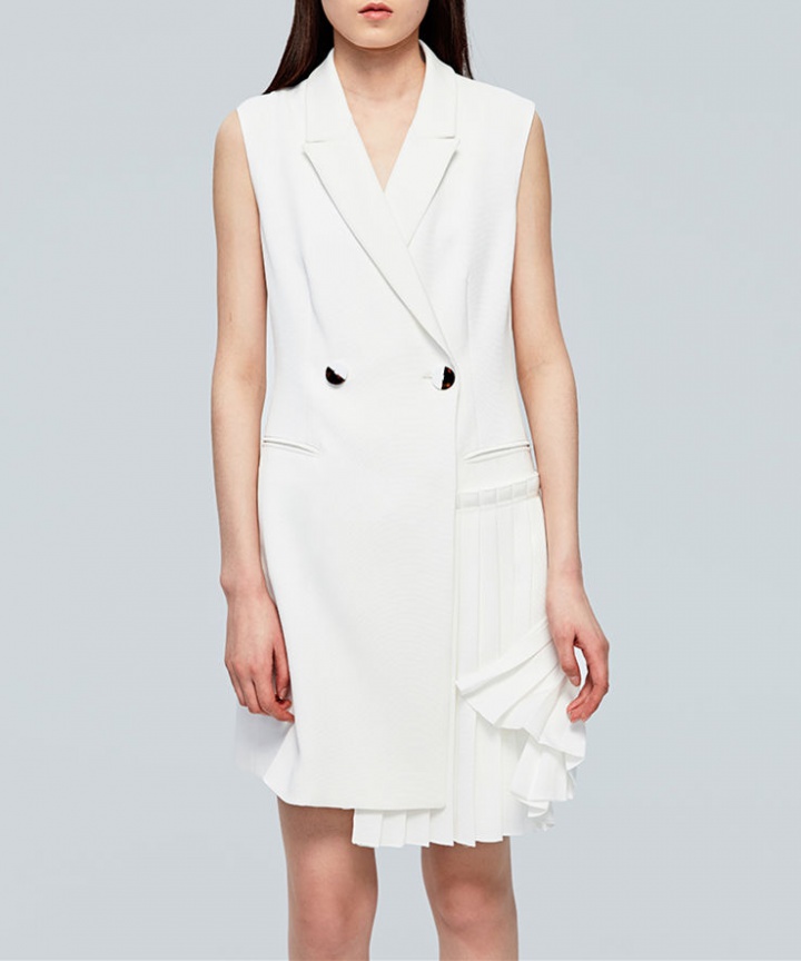 Fashion spring and summer waistcoat flax asymmetry dress