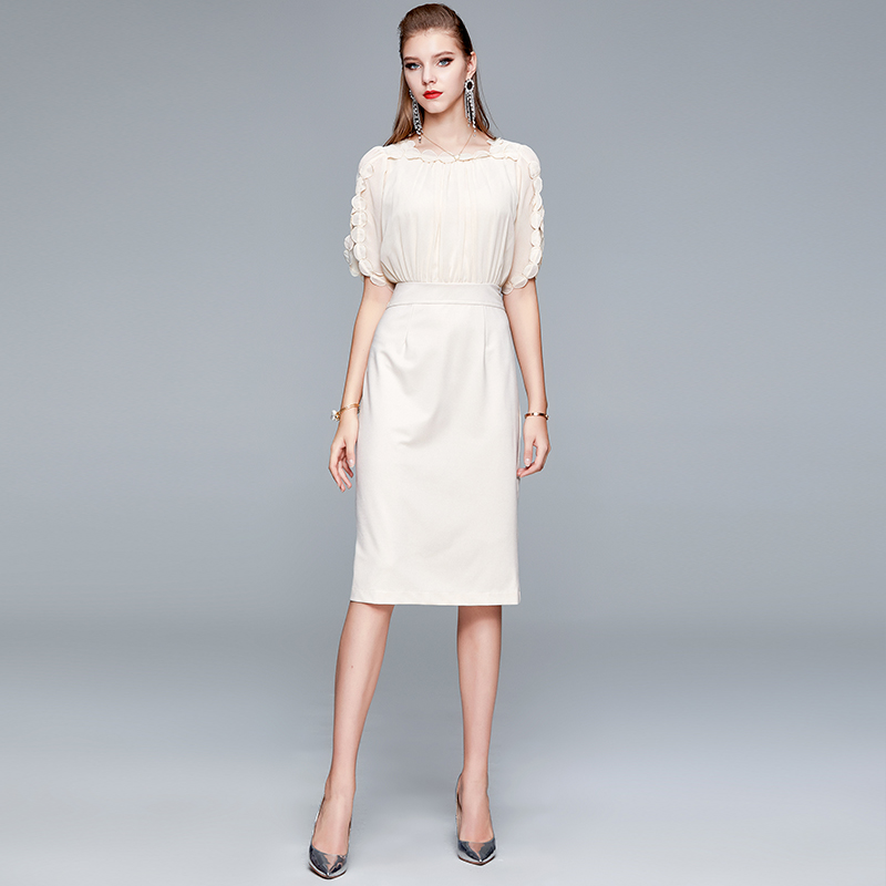 France style embroidery package hip temperament slim dress