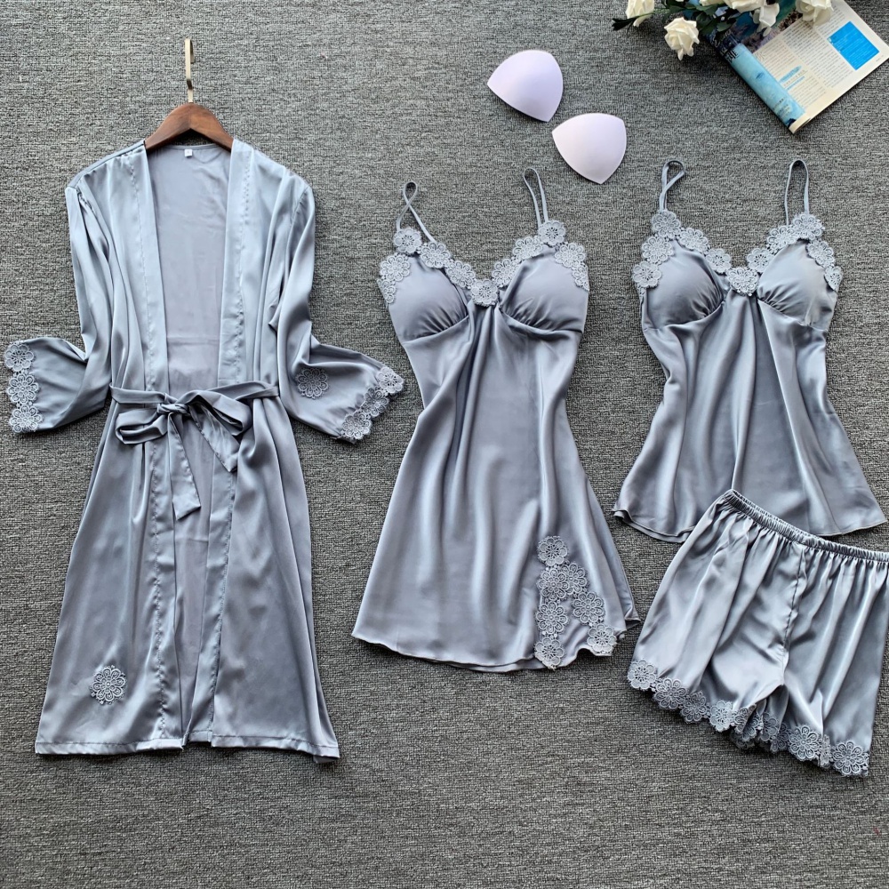 Homewear pajamas Korean style nightgown 4pcs set for women
