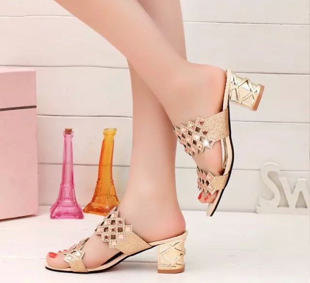 Thick summer fish mouth high-heeled slippers for women