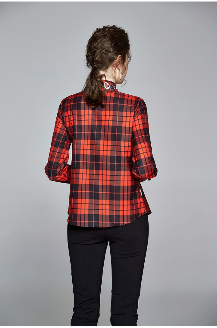 Long sleeve all-match European style slim lapel shirt for women