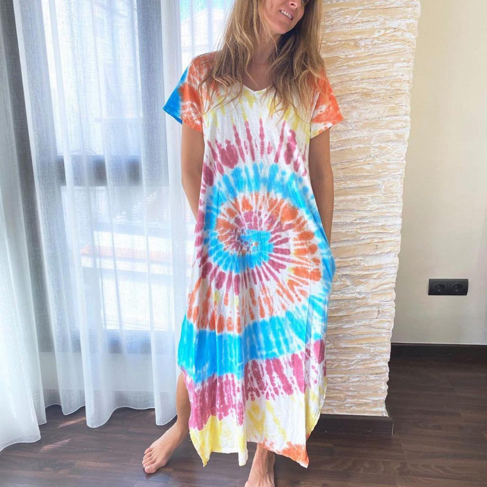 Multicolor long dress printing dress
