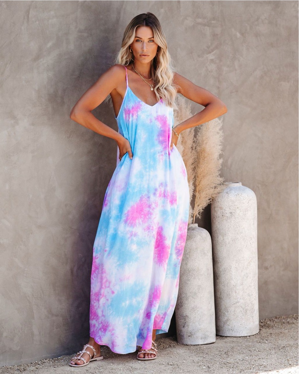 Spring and summer printing long dress multicolor loose dress