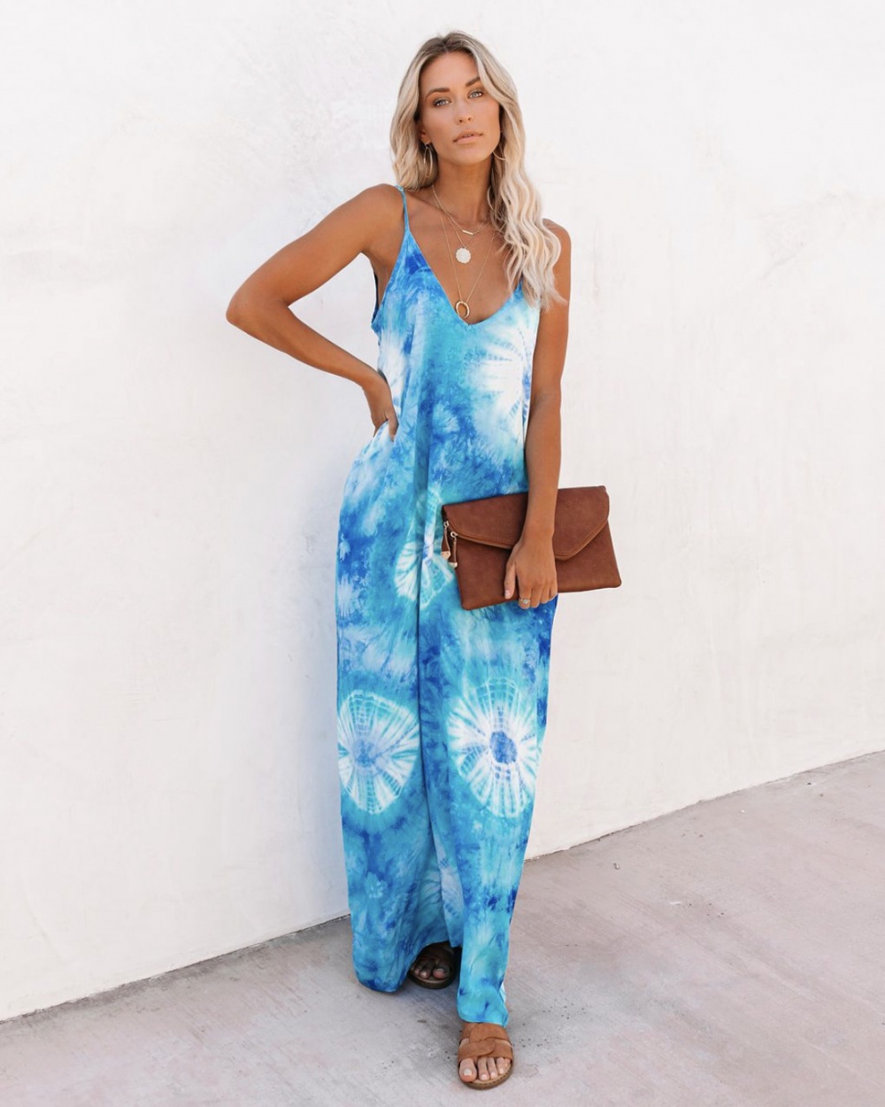 Spring and summer printing long dress multicolor loose dress