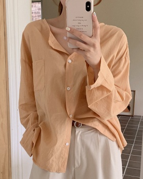 Simple Korean style long sleeve all-match pure shirt
