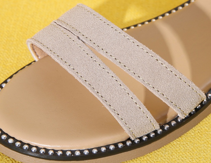 Genuine leather flat sandals student Casual shoes for women
