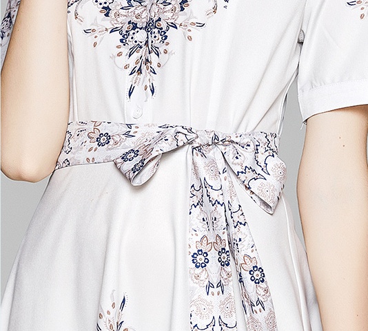 Slim pinched waist all-match printing fashion dress