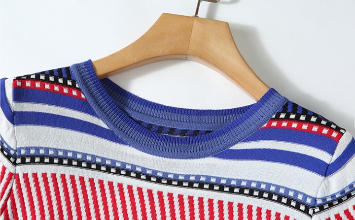 Stripe loose printing all-match slim sweater