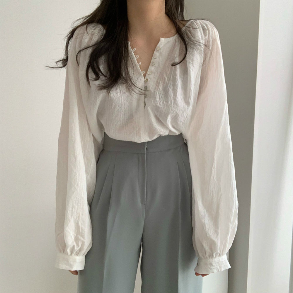 Simple slim all-match temperament Korean style loose shirt
