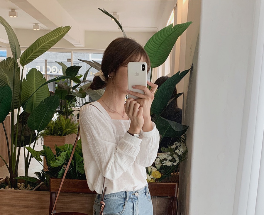 Long sleeve pure all-match Korean style simple shirt