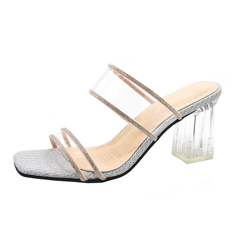 Thick sandals square head slippers for women