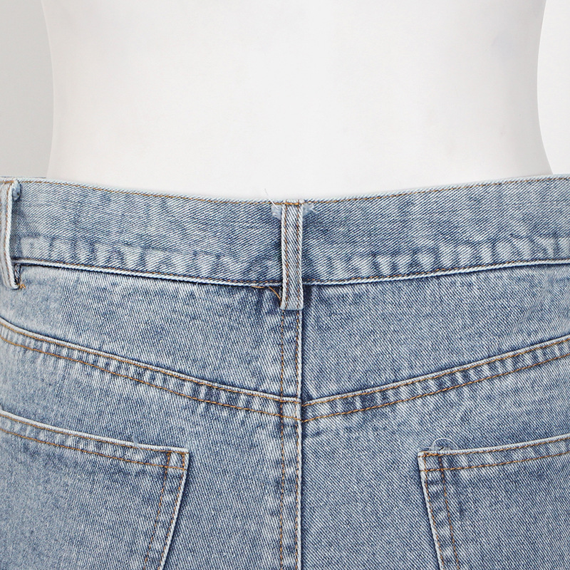 Summer slim short straight stereoscopic jeans for women