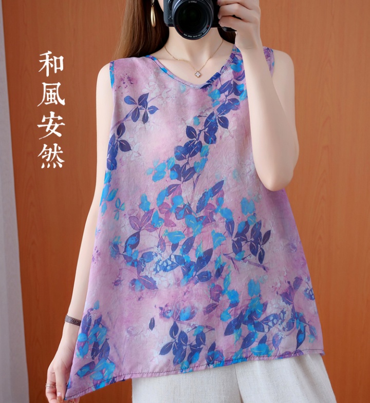 Casual colors T-shirt all-match imitation silk vest