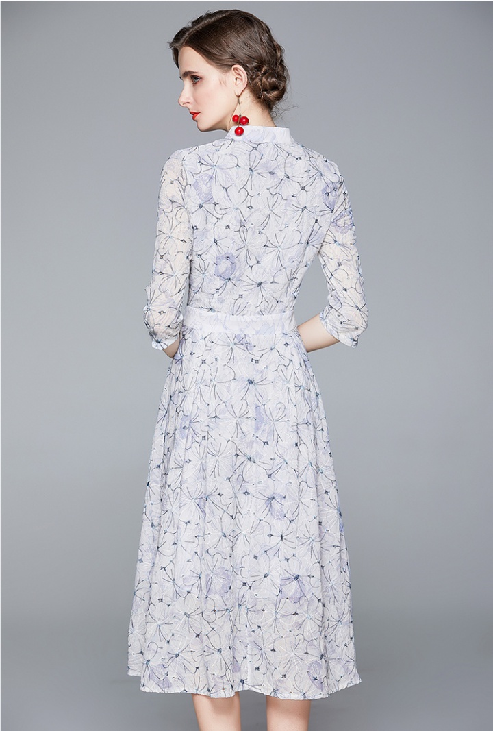 Summer European style chiffon embroidered dress