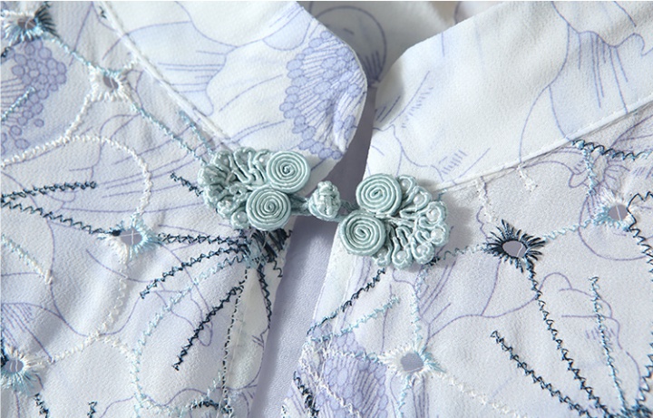 Summer European style chiffon embroidered dress